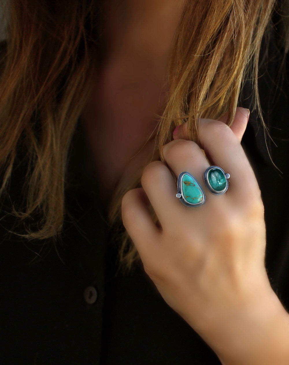 Pool of Positivity - Turquoise and Kyanite Sterling Silver Ring