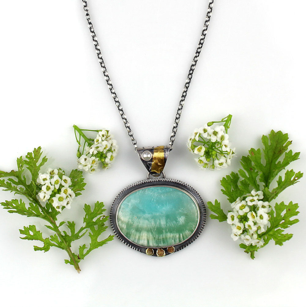 The Gathering Light - Aragonite Sterling Silver Necklace