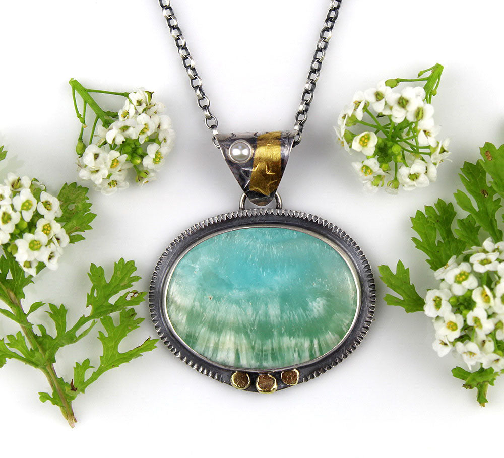 The Gathering Light - Aragonite Sterling Silver Necklace