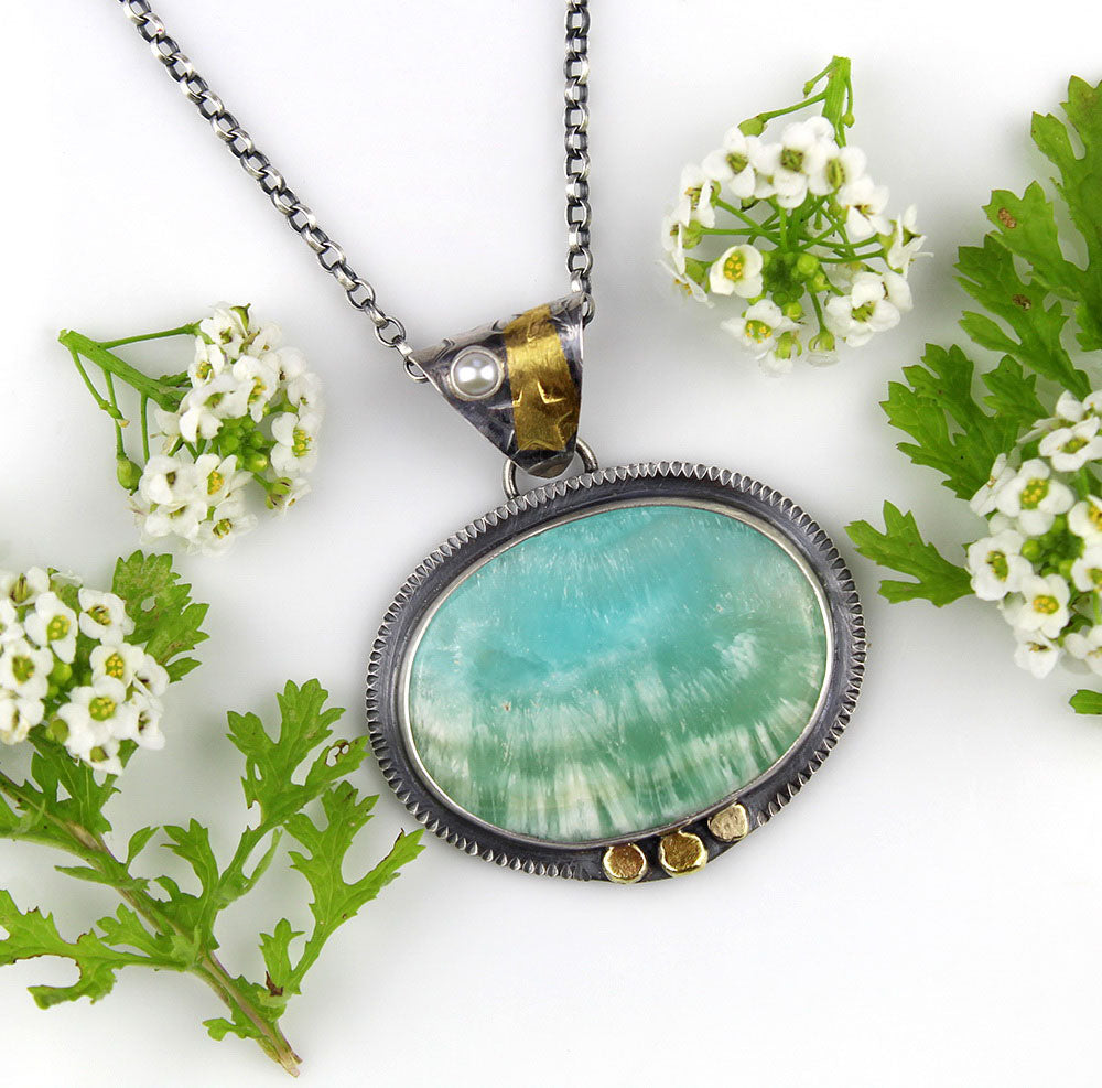 The Gathering Light - Aragonite Sterling Silver Necklace