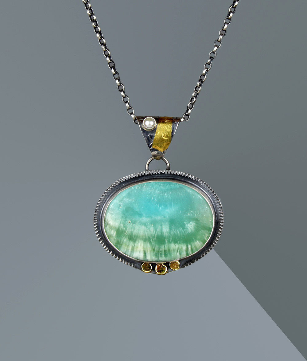 The Gathering Light - Aragonite Sterling Silver Necklace