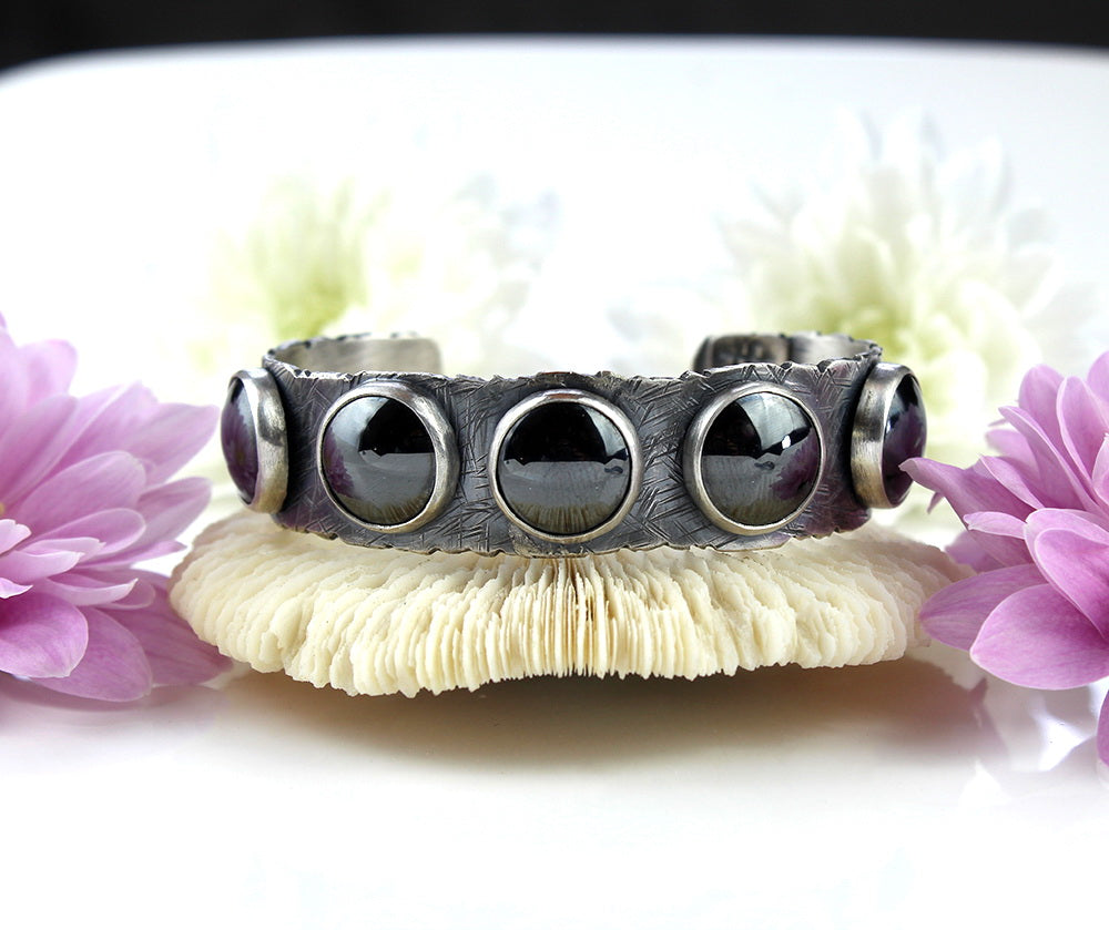 MADE TO ORDER :: In the Absolute Black - Hematite Sterling Silver Cuff