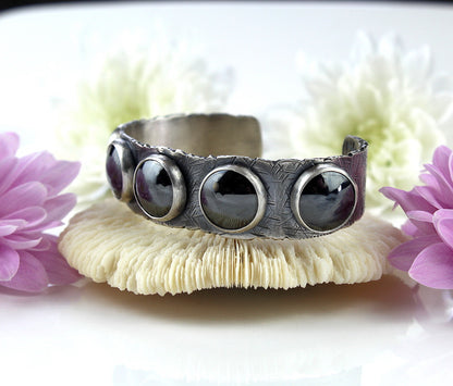 MADE TO ORDER :: In the Absolute Black - Hematite Sterling Silver Cuff