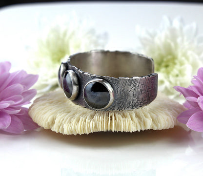 MADE TO ORDER :: In the Absolute Black - Hematite Sterling Silver Cuff