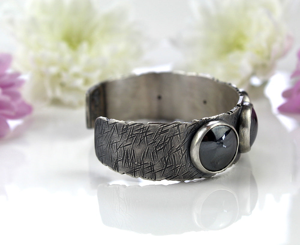 MADE TO ORDER :: In the Absolute Black - Hematite Sterling Silver Cuff