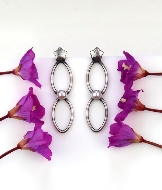 MADE TO ORDER :: A Dark and Starry Night - Freshwater Pearl Sterling Silver Earrings