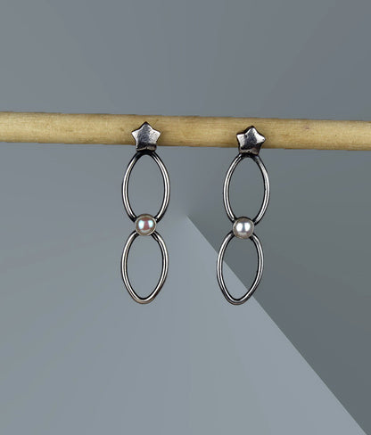 MADE TO ORDER :: A Dark and Starry Night - Freshwater Pearl Sterling Silver Earrings