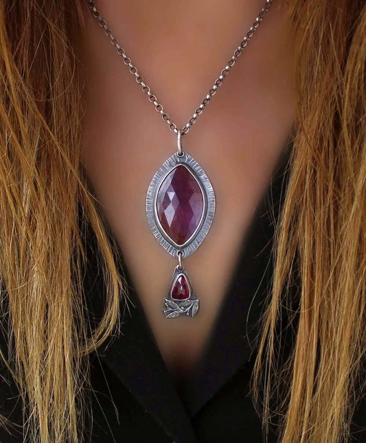 To Call in Magic - Sapphire and Tourmaline Sterling Silver Necklace