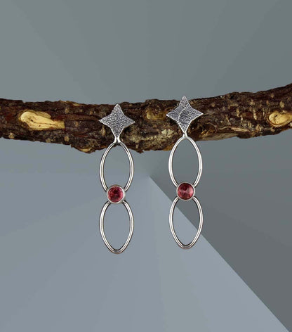 MADE TO ORDER :: A Dark and Starry Night - Garnet Sterling Silver Earrings