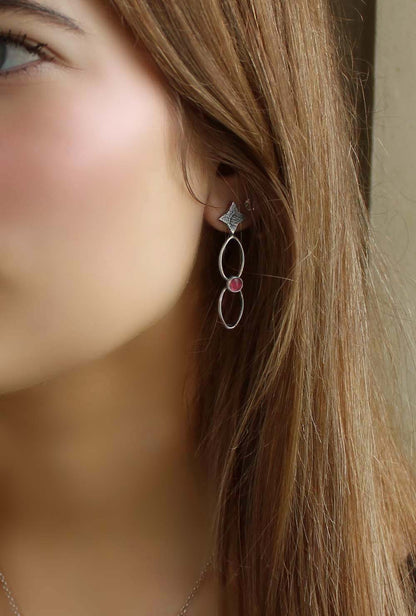 MADE TO ORDER :: A Dark and Starry Night - Garnet Sterling Silver Earrings