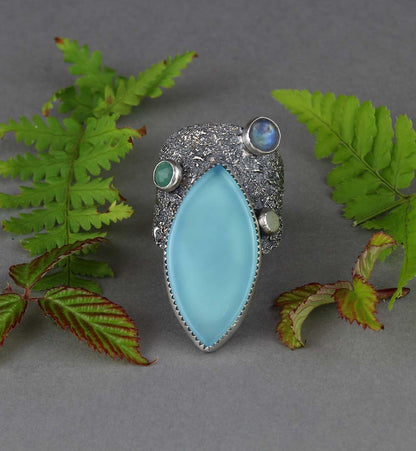Life from the Sky - Chalcedony Sterling Silver Ring