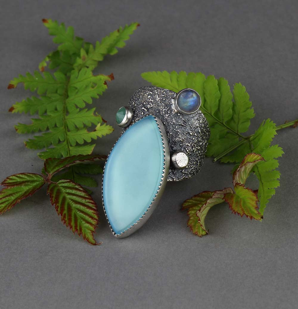 Life from the Sky - Chalcedony Sterling Silver Ring