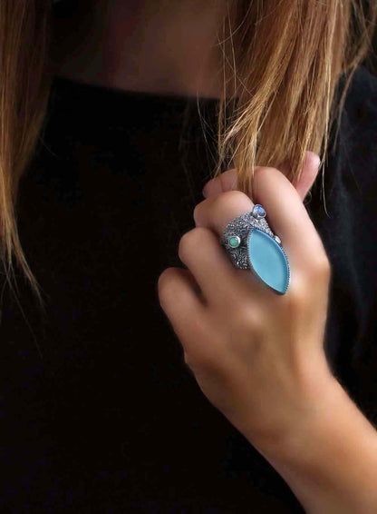 Life from the Sky - Chalcedony Sterling Silver Ring