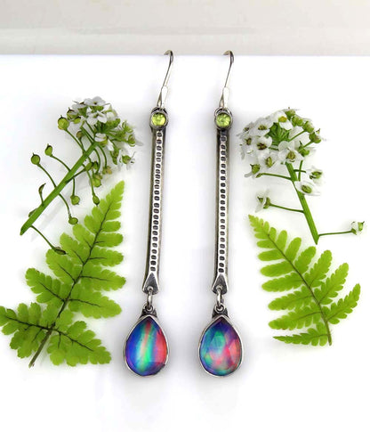 Beneath the Aurora - Aurora Opal and Amethyst Sterling Silver Earrings