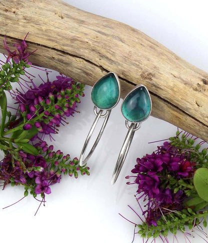 MADE TO ORDER :: Touching the Dreamstone - Fluorite Sterling Silver Hoop Earrings
