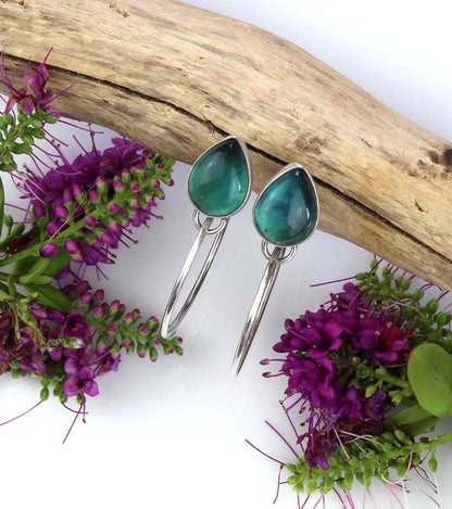 MADE TO ORDER :: Touching the Dreamstone - Fluorite Sterling Silver Hoop Earrings