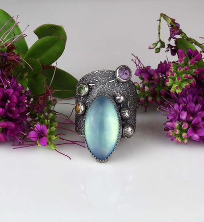Life from the Sky - Aquamarine Sterling Silver Ring