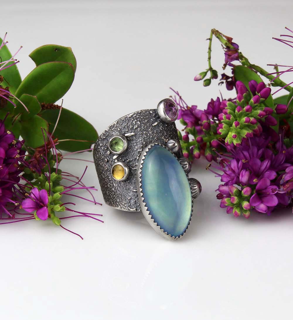 Life from the Sky - Aquamarine Sterling Silver Ring
