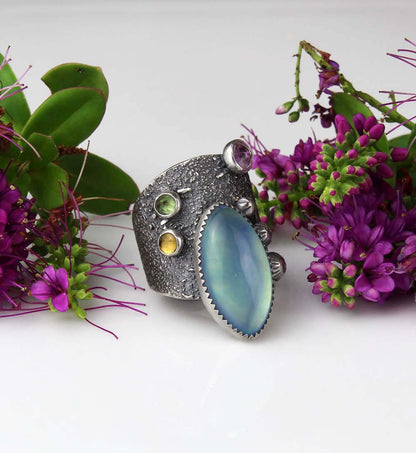 Life from the Sky - Aquamarine Sterling Silver Ring