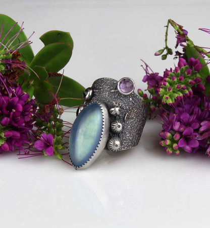 Life from the Sky - Aquamarine Sterling Silver Ring