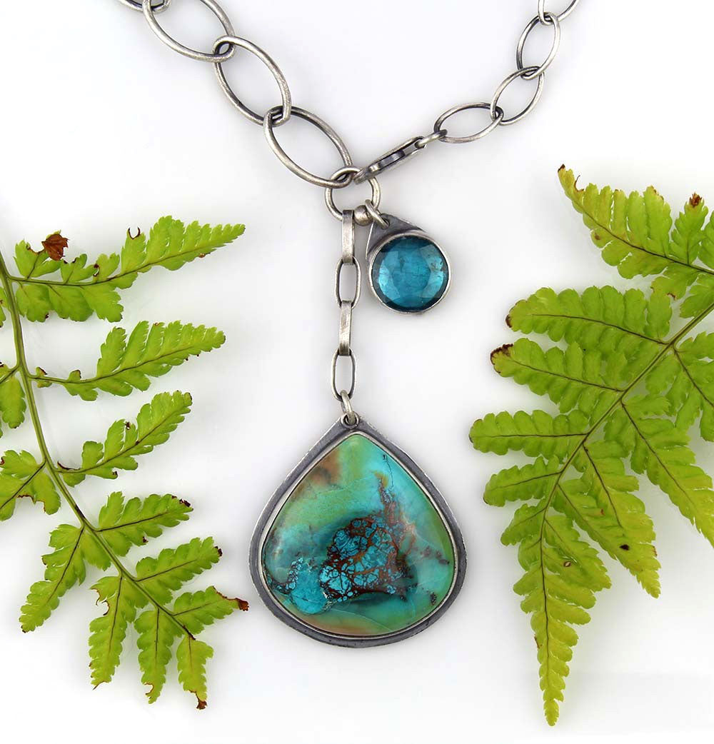 The Parting Seas - Shattuckite and Kyanite Sterling Silver Necklace