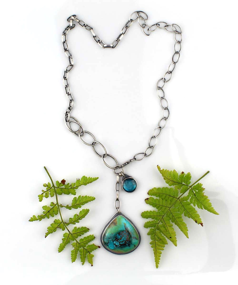 The Parting Seas - Shattuckite and Kyanite Sterling Silver Necklace