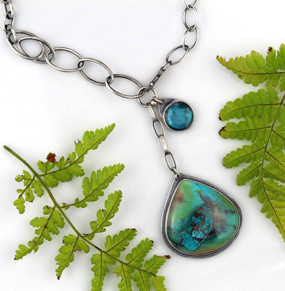 The Parting Seas - Shattuckite and Kyanite Sterling Silver Necklace