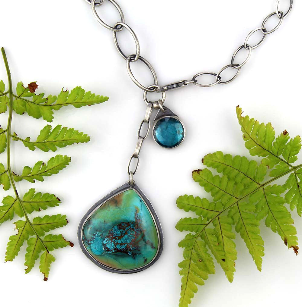 The Parting Seas - Shattuckite and Kyanite Sterling Silver Necklace