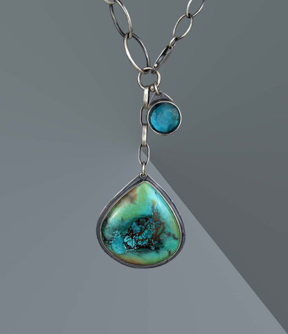 The Parting Seas - Shattuckite and Kyanite Sterling Silver Necklace
