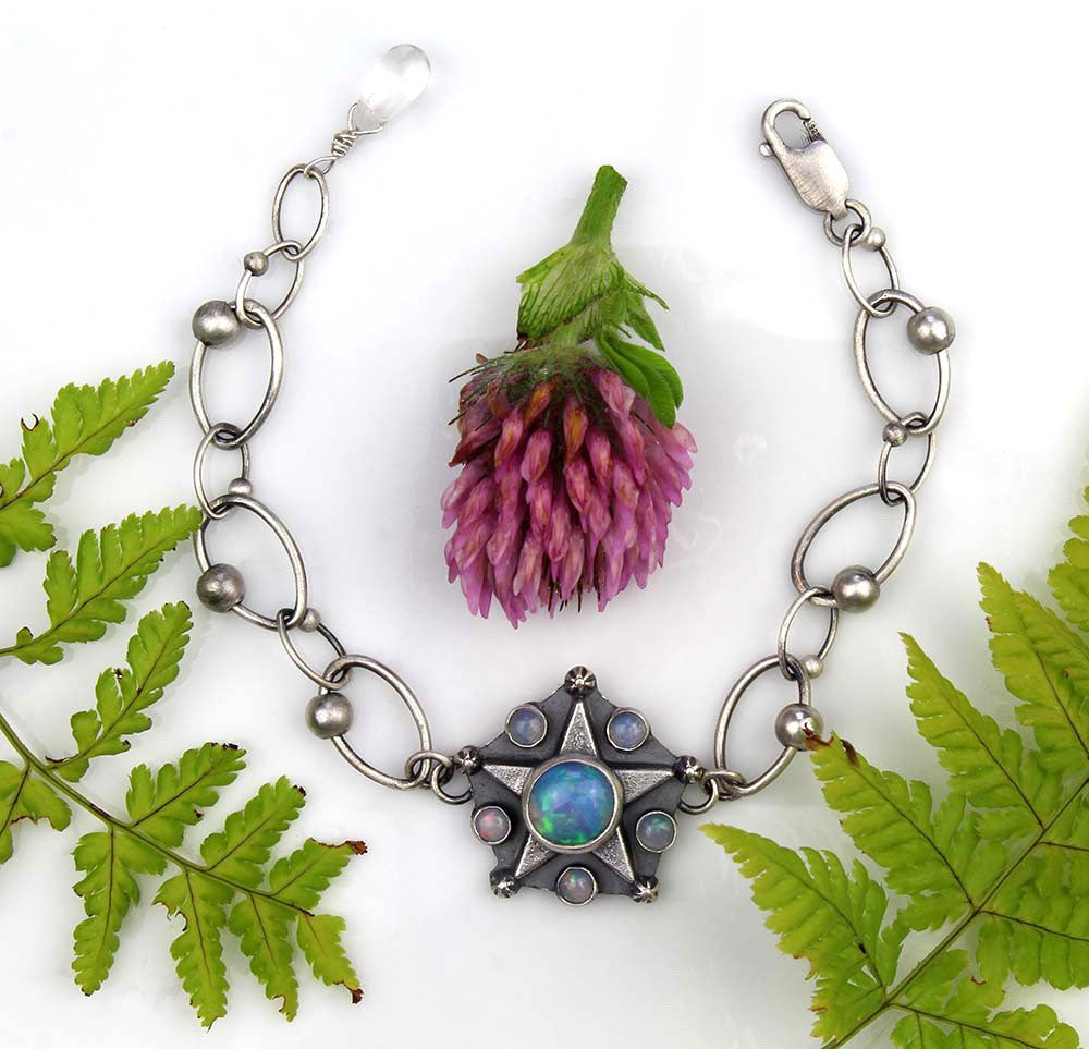 Starry Night - Ethiopian Opal Sterling Silver Bracelet
