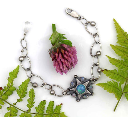 Starry Night - Ethiopian Opal Sterling Silver Bracelet