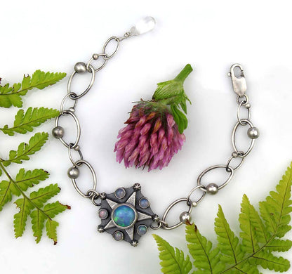 Starry Night - Ethiopian Opal Sterling Silver Bracelet