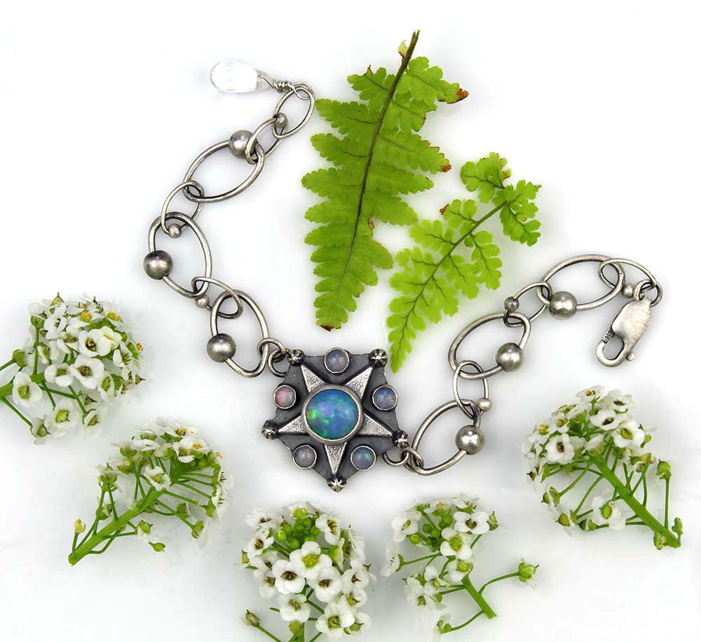 Starry Night - Ethiopian Opal Sterling Silver Bracelet