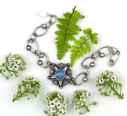 Starry Night - Ethiopian Opal Sterling Silver Bracelet