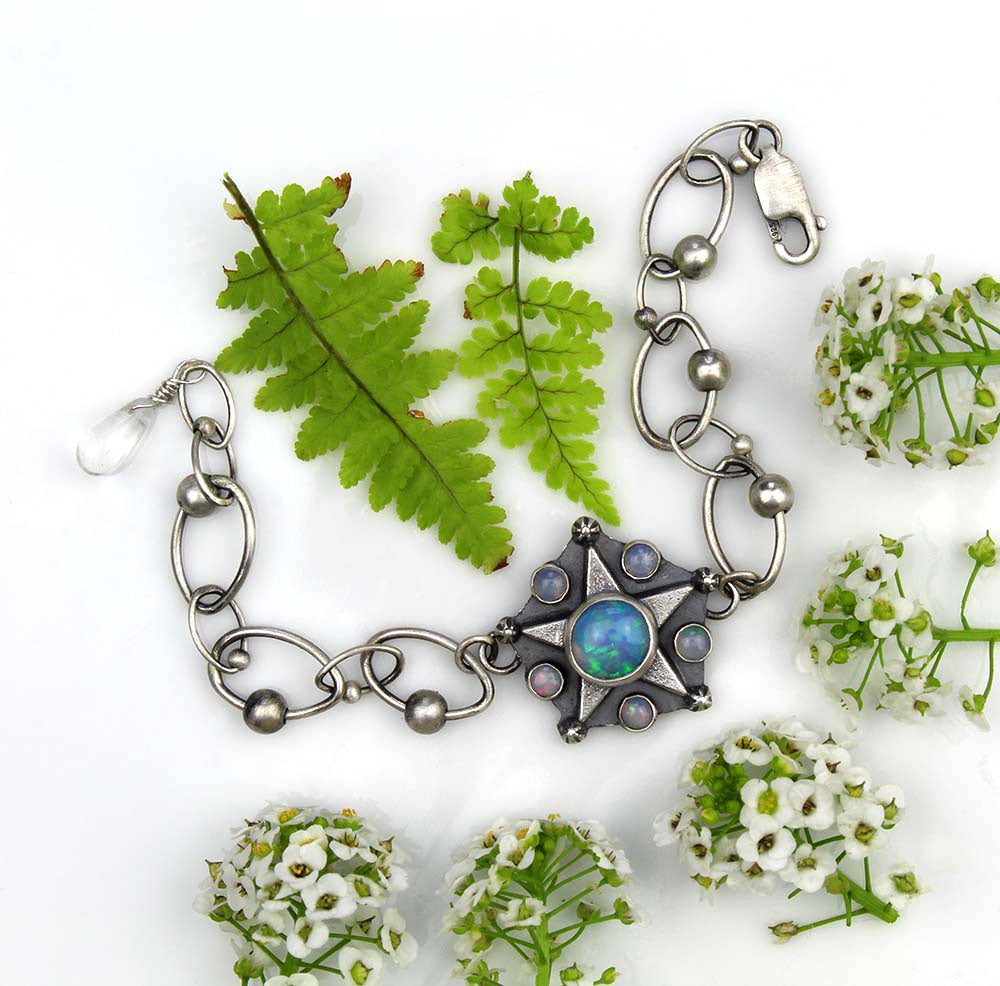 Starry Night - Ethiopian Opal Sterling Silver Bracelet