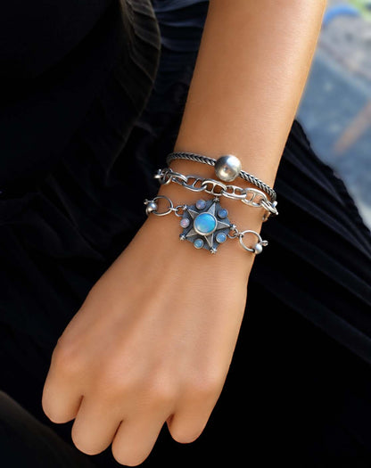 Starry Night - Ethiopian Opal Sterling Silver Bracelet