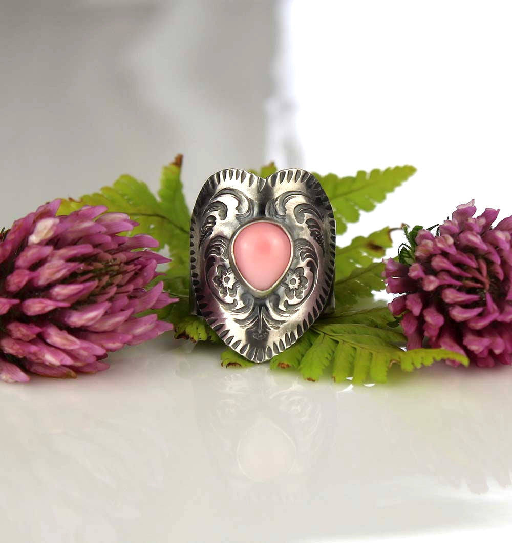 A Softer Heart - Pink Conch Sterling Silver Ring