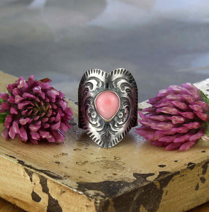A Softer Heart - Pink Conch Sterling Silver Ring