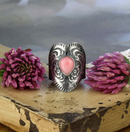 A Softer Heart - Pink Conch Sterling Silver Ring