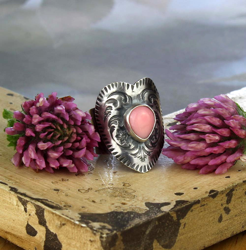 A Softer Heart - Pink Conch Sterling Silver Ring