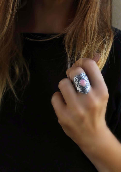 A Softer Heart - Pink Conch Sterling Silver Ring