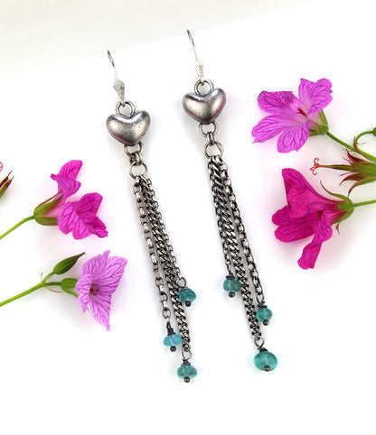 MADE TO ORDER :: A Softer Heart - Apatite Heart Sterling Silver Earrings