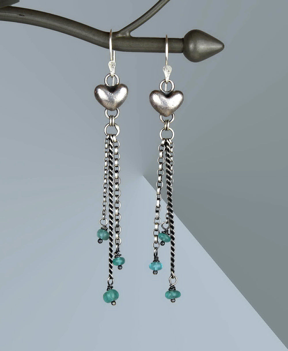 MADE TO ORDER :: A Softer Heart - Apatite Heart Sterling Silver Earrings