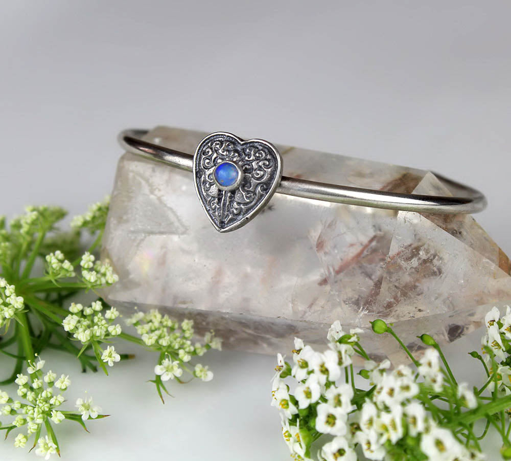 MADE TO ORDER :: Beneath the Aurora - Ethiopian Opal Sterling Silver Bangle