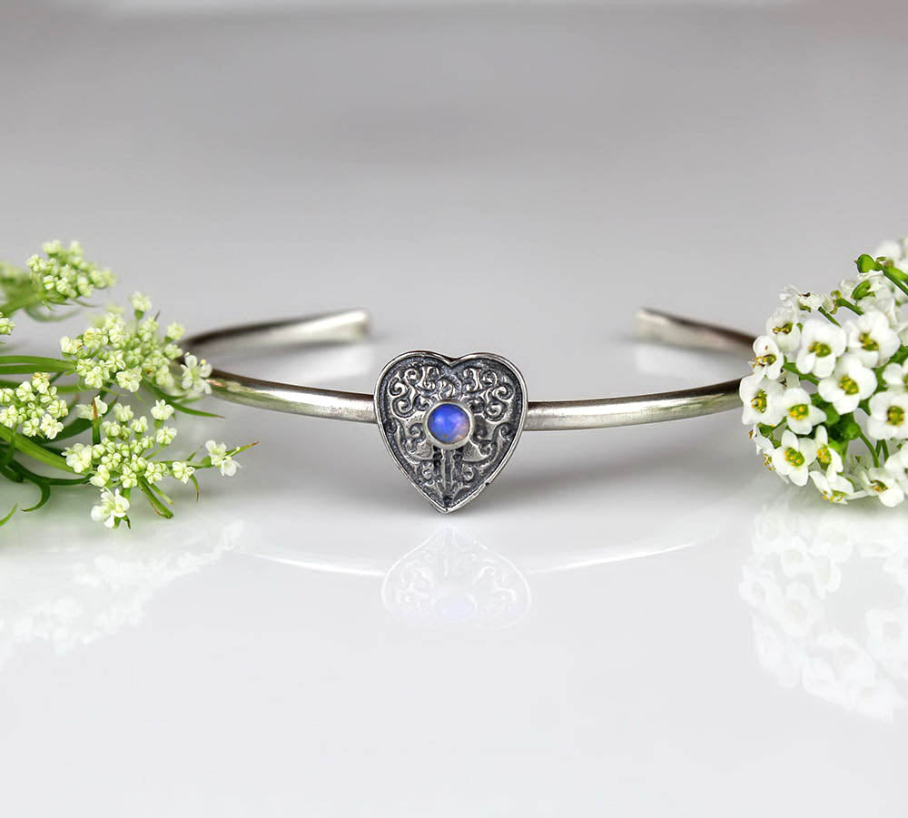 MADE TO ORDER :: Beneath the Aurora - Ethiopian Opal Sterling Silver Bangle