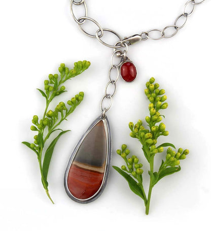 As Heaven Unfolds - Polychrome Jasper and Carnelian Sterling Silver Necklace