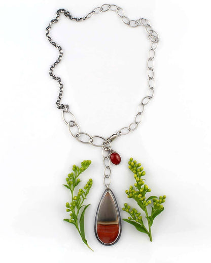 As Heaven Unfolds - Polychrome Jasper and Carnelian Sterling Silver Necklace