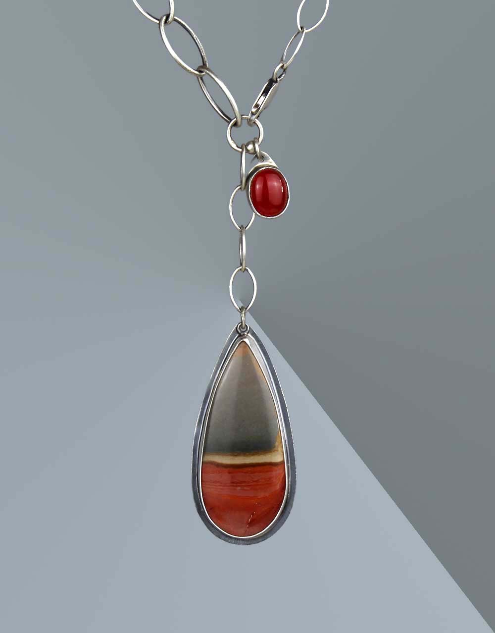 As Heaven Unfolds - Polychrome Jasper and Carnelian Sterling Silver Necklace