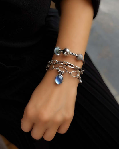 Resting on the Shore - Aquamarine Sterling Silver Bracelet