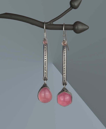 The Angel of Life - Chalcedony and Tourmaline Sterling Silver Earrings